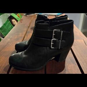 Black Ankle Boots with Buckle Detail